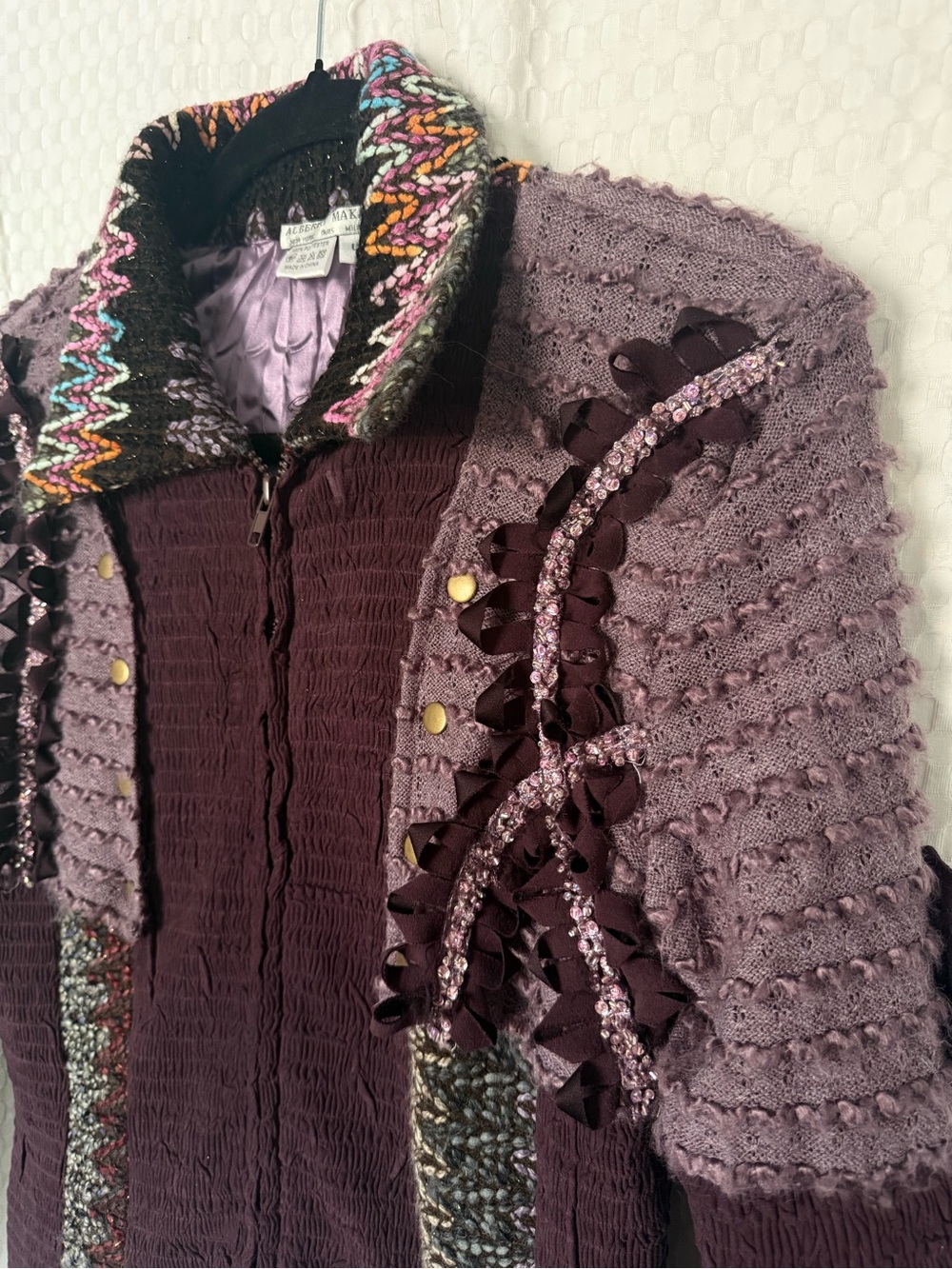 Alberto Makali Y2K Embellished Patchwork Artwear Jacket Purple Size L - Picture 4 of 9